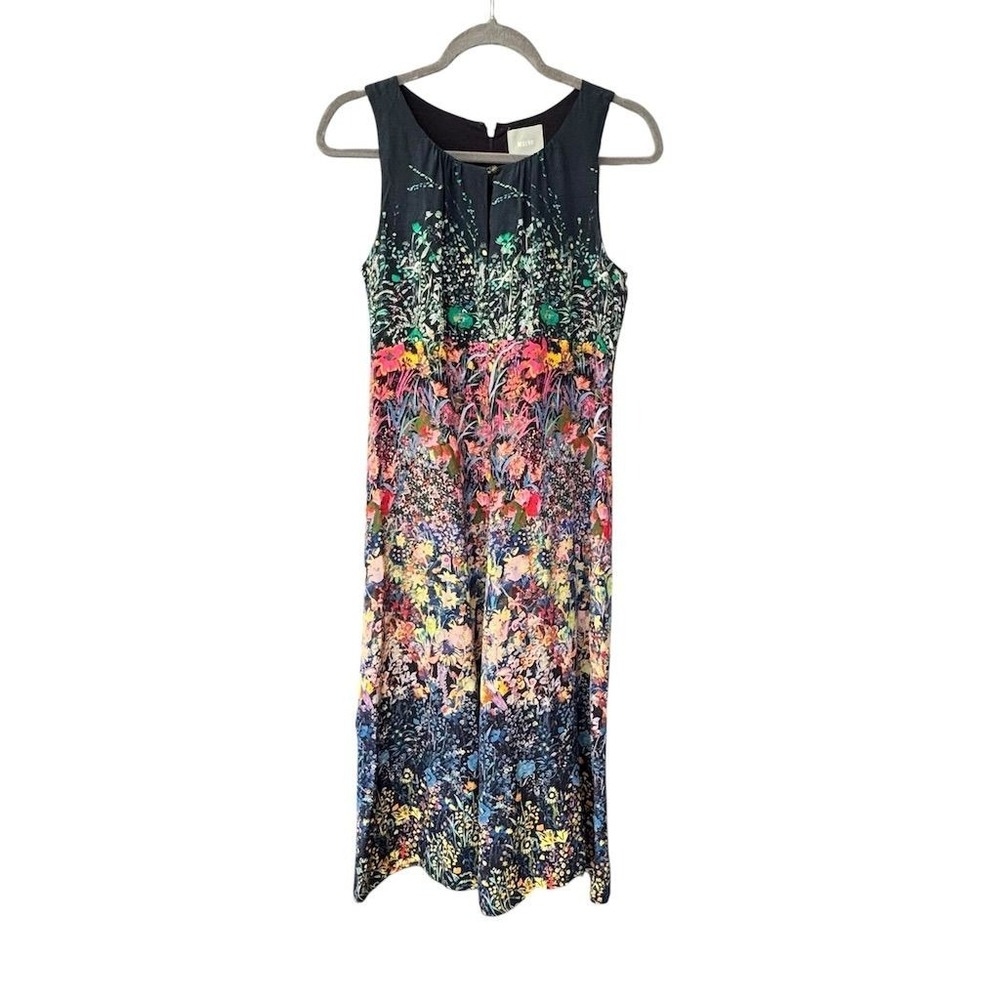 Anthropologie Maeve Larkspur Floral Silk Midi Dress Women's‎ Size 2 Multicolor